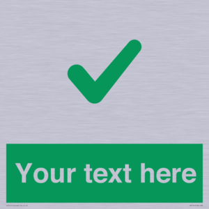 Custom green background, green tick sign